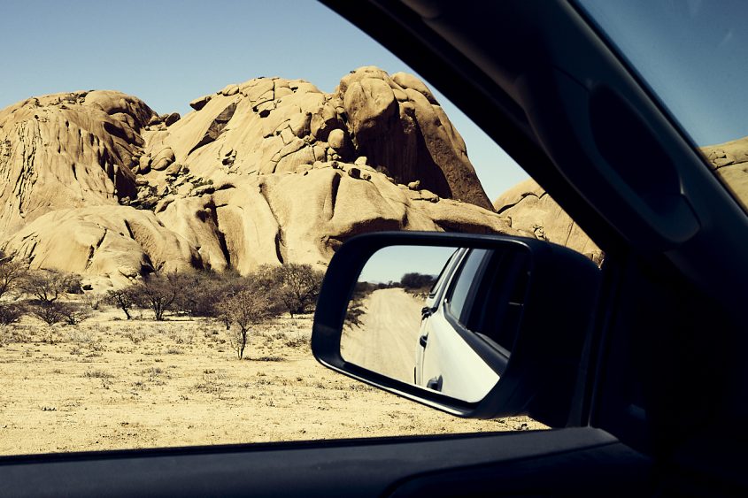 Mountain and rear view mirror