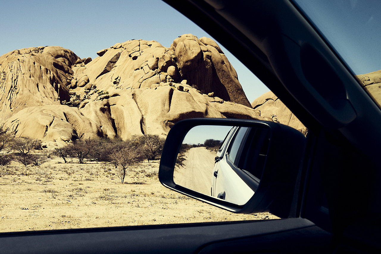 Mountain and rear view mirror